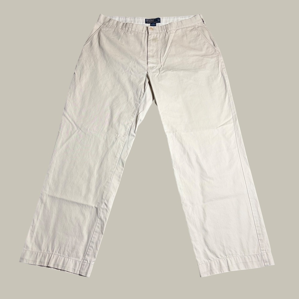 Polo Ralph Lauren Mens Tan Khaki Cotton Chino Pants 36x32 Straight Leg